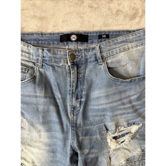 Men’s Jordan Craig Denim Shorts Distressed Medium Wash Raw Hem Size 36 - Picture 8 of 16